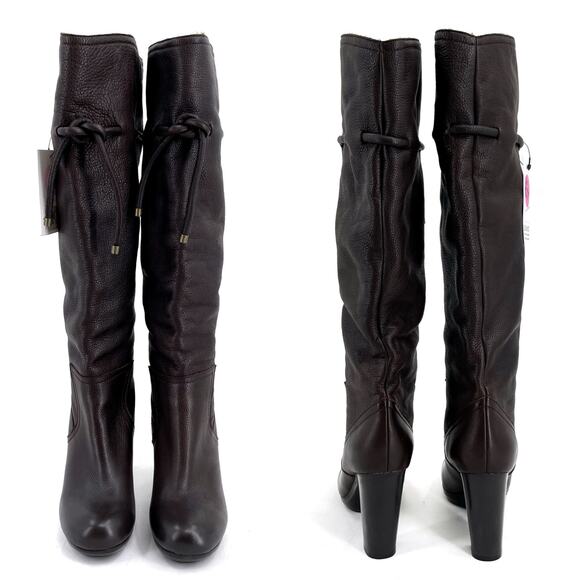 See By Chloe Tall Leather Boots Chocolate Brown Wool Lined High Heeled Size 37.5 - Picture 6 of 15